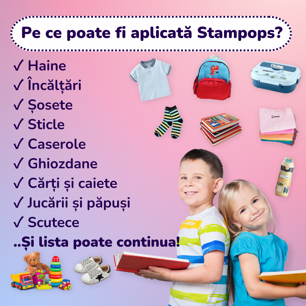 Stampops - Ștampile Personalizate cu Nume în Formă de Animale (Cerneală Albă)